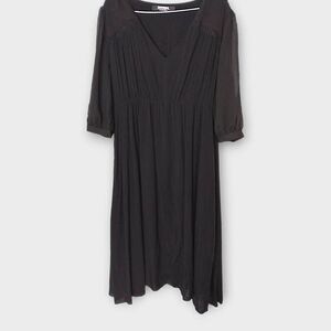 Disturbia Womens Dress Sz. Large Black Sheer Midi Long Sleeve size 16